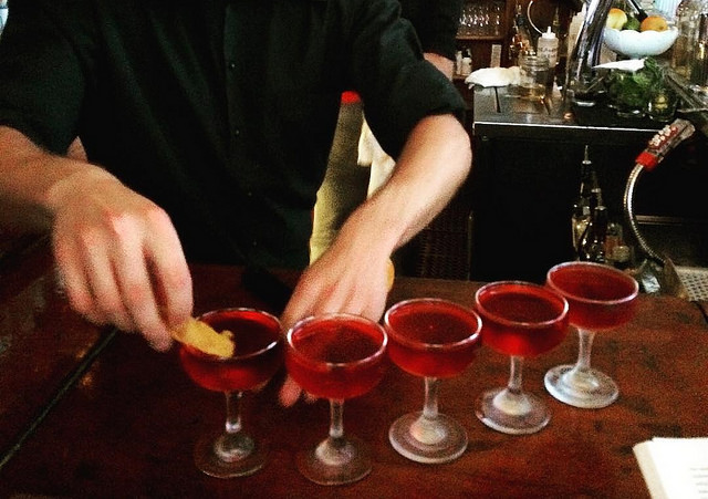 a round of Partida Negronis at Little Dom's